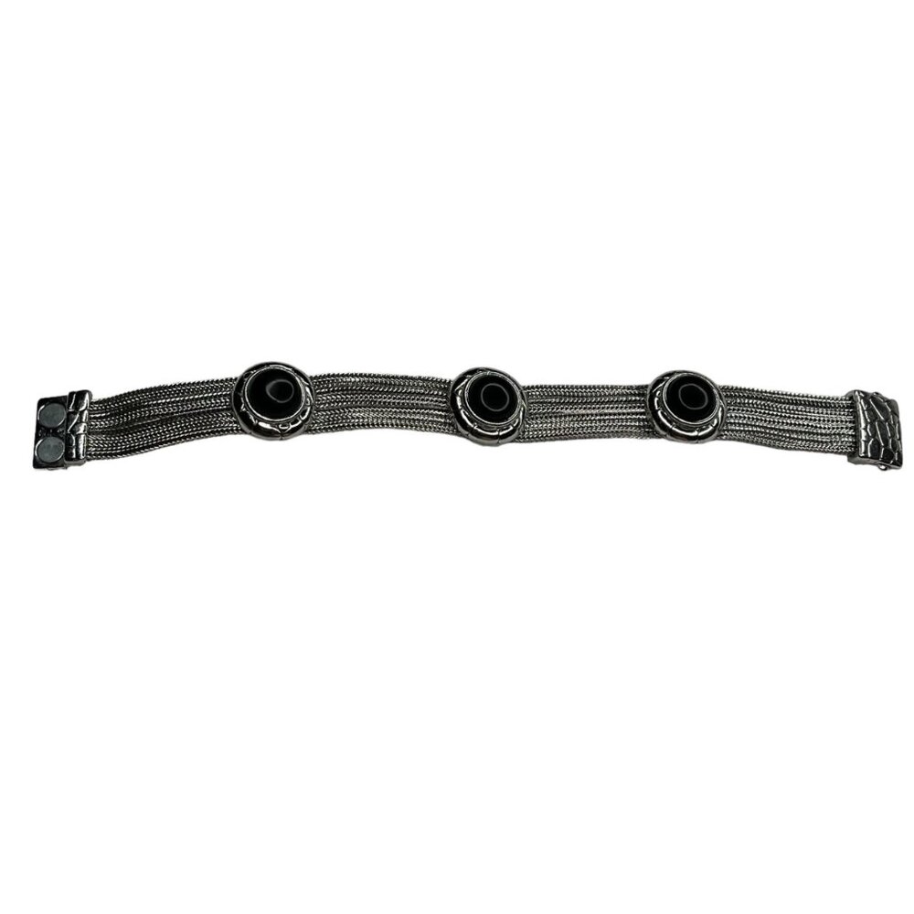 Vintage Silver & Black Stone  Bracelet - Picture 8 of 8